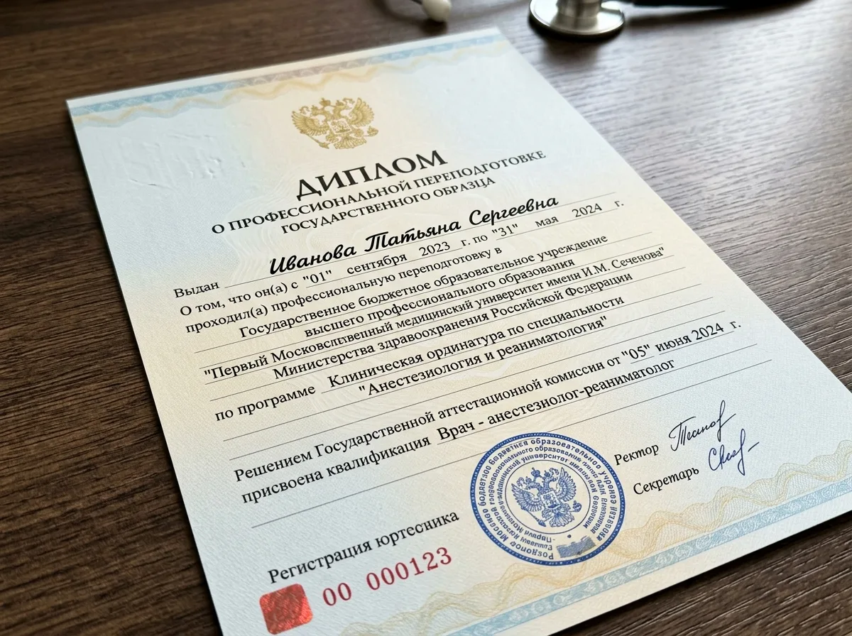 Диплом о профессиональной переподготовке медицинского работника государственного образца